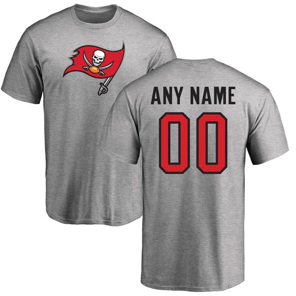 Men Tampa Bay Buccaneers NFL Pro Line Ash Custom Name and Number Logo T-Shirt->nfl t-shirts->Sports Accessory